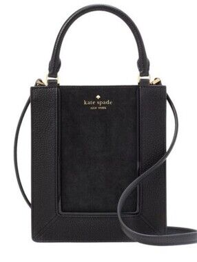 Kate Spade Lena Suede Mini Tote, constructed from black leather and suede
